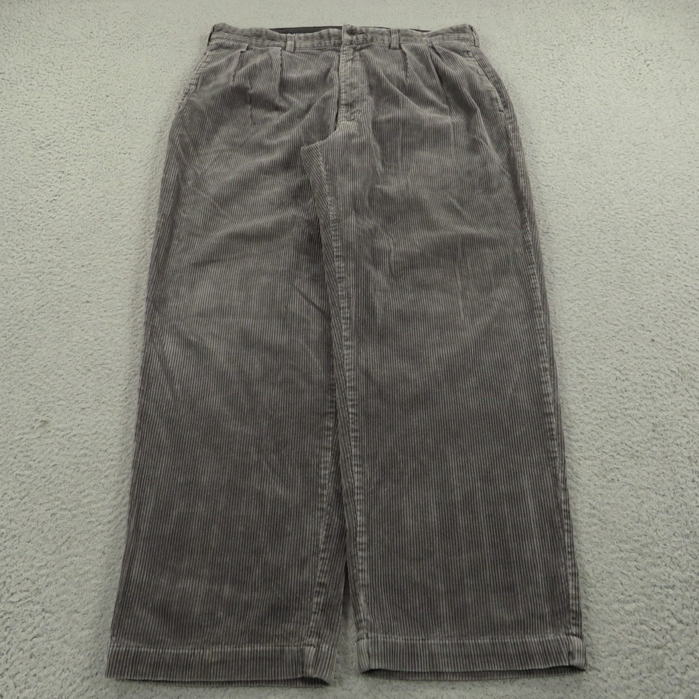 VTG Polo Ralph Lauren Corduroy Pant 36x30 Pleated Baggy Wide Leg Andrew Charcoal